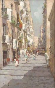 Neapolitan street scene by Gustavo Pisano