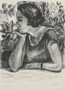 Visage De Profil Reposant Sur Un Bras, Paravent Louis Xiv by Henri Matisse