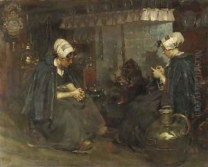 Volendam girls in an interior by Rudolf Possin