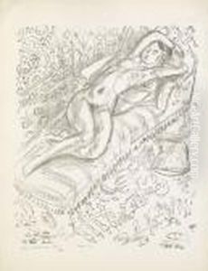 Nu Sur Chaise De Repos Sur Fond Moucharabien by Henri Matisse