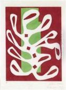 Algue Blanchesur Un Fond Rouge Et Vert by Henri Matisse
