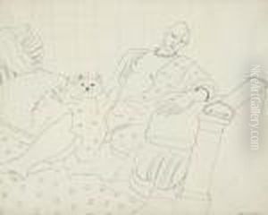 Femme Au Chien Sur Le Petit Lit Vert by Henri Matisse