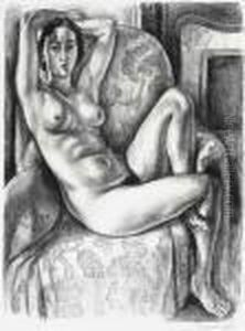 Nu Au Coussin Bleu A Cae D'une Cheminee by Henri Matisse