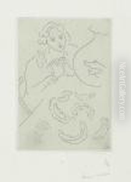 Figure Mains Jointes Et Nappe A Decor Persan - view 1