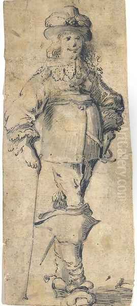 An elegant gentleman walking to the right - view 1
