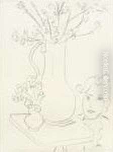 Tete De Femme Et Deux Bouquets by Henri Matisse