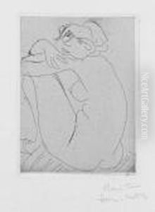 Nu Accroupi Sur Banquette Rayee by Henri Matisse