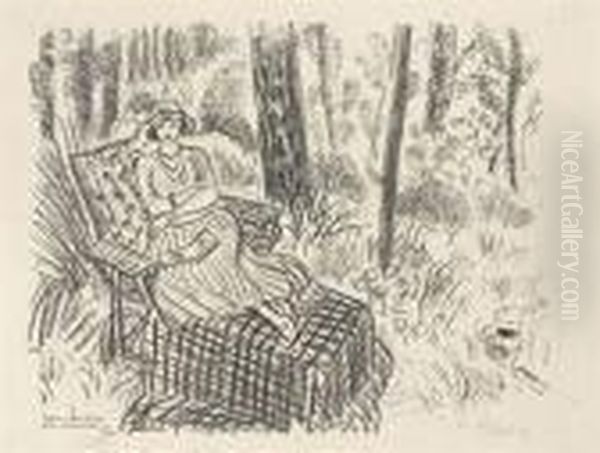 Jeune Fille A La Chaise-longue Dans Un Sous-bois - view 1