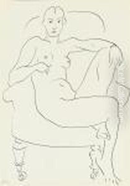 Femme Nue Assise Dans Un Fauteuil - view 1