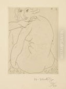 "nu Assis De Trois-quarts, Le Visage De Face" by Henri Matisse