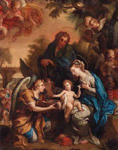 The Holy Family with Angels presenting the Instruments of the Passion by Giulio Cesare Procaccini