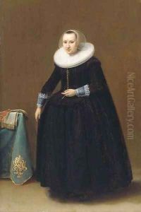 Portrait of a lady, aged 24 by Hendrick Gerritsz. Pot