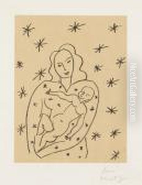 Vierge Et Enfant Sur Fond Etoile - view 1