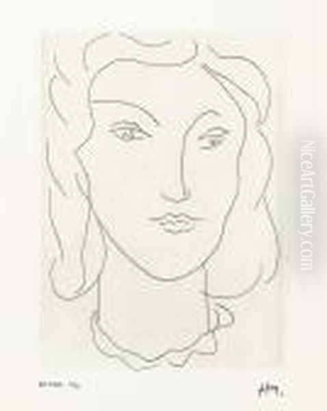 Tete De Jeune Femme Au Collier En Feston - view 1