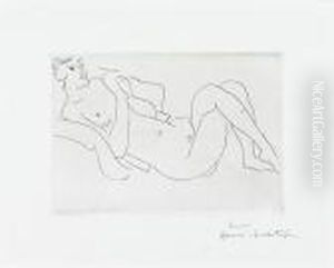 Nu Allonge, Jambes Repliees. by Henri Matisse