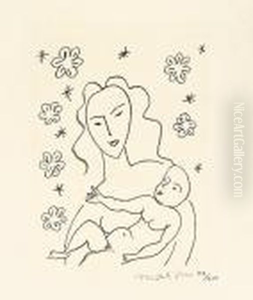 Vierge Et Enfant Sur Fond Etoile. - view 1