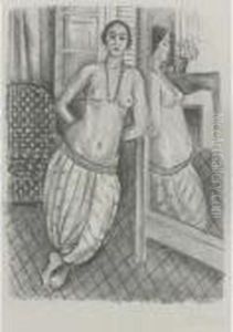 Odalisque A La Culotte Rayee, Refletee Dans La Glace by Henri Matisse