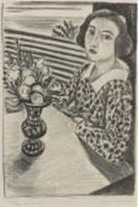 Jeune Fille Assise Au Bouquet De Fleurs by Henri Matisse