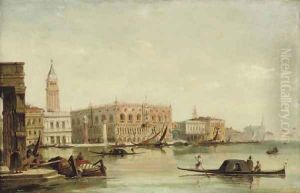 Gondolas before the Doge's Palace, Venice by Edward Pritchett