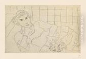 Jeune Femme Et Son Chien. by Henri Matisse