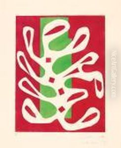 Algue Blanche Sur Un Fond Rouge Et Vert. by Henri Matisse