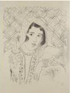 Figure Devant Tapa Africain by Henri Matisse