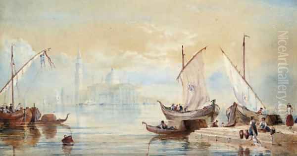 Venetian craft on the lagoon before San Giorgio Maggiore - view 1