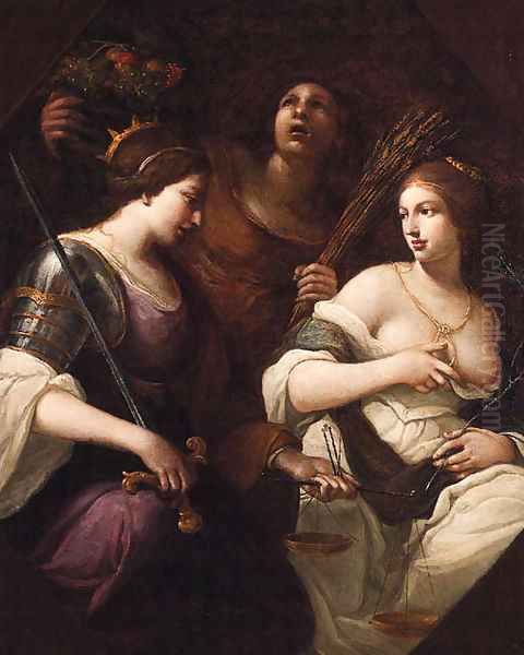 Justice presiding between Logic and Abundance - view 1