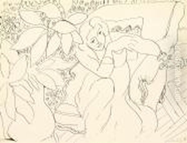 Femme Assise Dans Le Feuillage - view 1