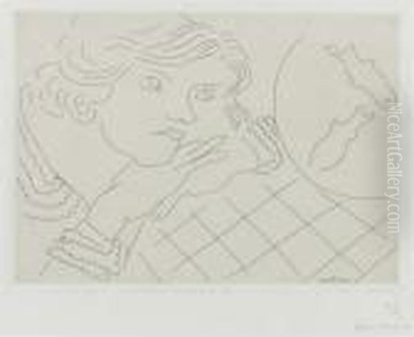 Jeune Femme, Poissons Rouge Et Nappe A Carreaux (d. 176) - view 1