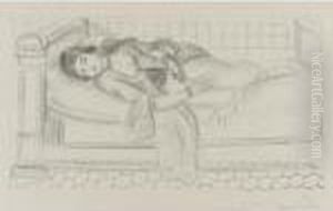 Orientale Sur Lit De Repos, Sol De Carreaux Rouges by Henri Matisse