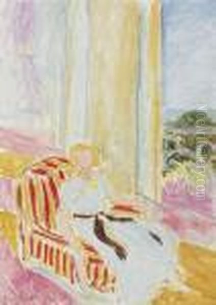 Jeune Fille En Robe Blanche, Assise Pres De La Fenetre - view 1