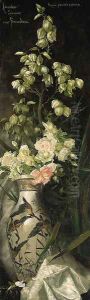 Roses and Lilies of the Valley in a 19th Century slender oviform Vase
