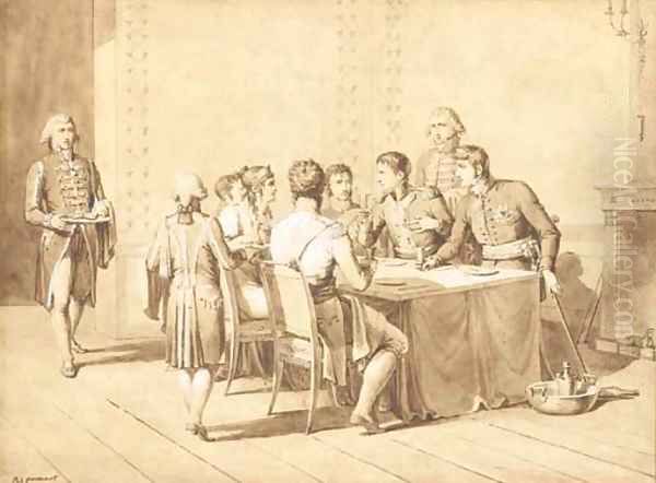 Emperor Napoleon I at Tilsit on 6-9 July 1807 with Tsar Alexander I, the Grand Duke Constantin, and Queen Louisa of Prussia - view 1