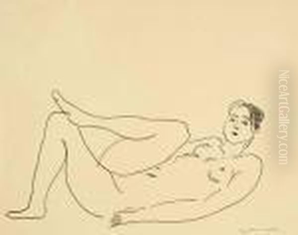 "nu Couche, Jambe Repliee - Etude De Jambes" - view 1