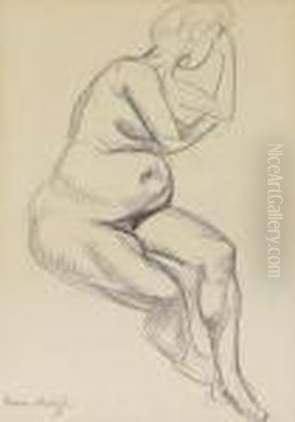 Femme Nue Enceinte Assise - view 1