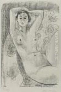 Nu Assis Dans Un Fauteuil Au Decor Fleuri (d. 445) by Henri Matisse