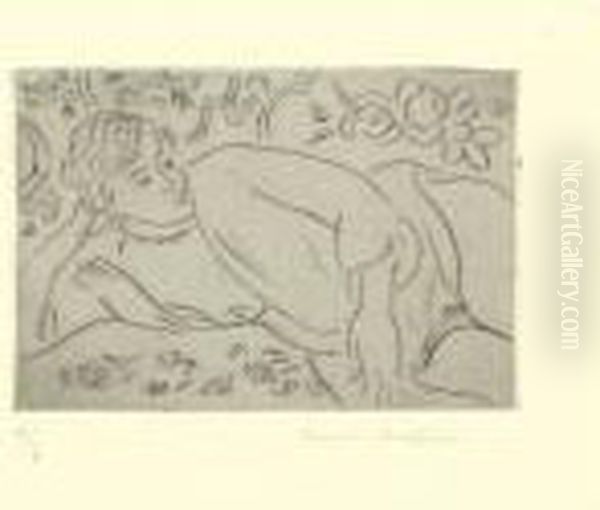Figure Allongee, Fond Fleuri (d. 98) - view 1