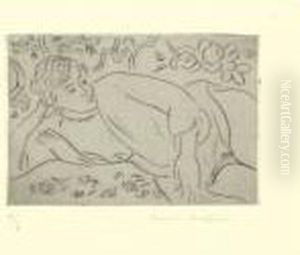 Figure Allongee, Fond Fleuri (d. 98) by Henri Matisse