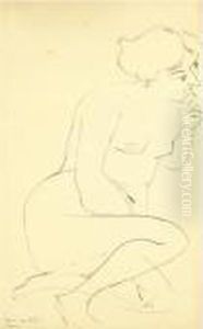 Nu Assis, Main Tenant Le Menton (d. 398) by Henri Matisse