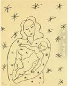 Vierge Et Enfant Sur Fond Etoile (d. 647) by Henri Matisse