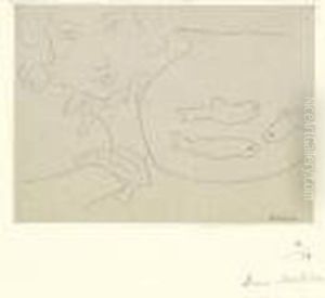 Visage De Jeune Femme Et Bocal Aux Trois Poissons (d. 169) by Henri Matisse