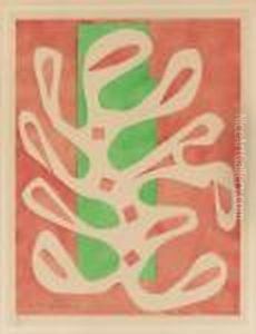 Algue Blanche Sur Fond Rouge Et Vert by Henri Matisse