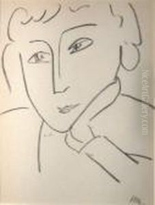 'portrait Of Man With Glasses' 
And 'portrait Of Women', Lithographs, Published By Mourlot, Published In
 Verve 1958, 26cm X 26cm, Framed by Henri Matisse