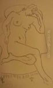 Nu Assis Dans Un Fauteuil, Une Jambe Repliee. 1922. by Henri Matisse