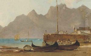 A view of Capri, a fishing village in the foreground by Wilhelm Peter Carl Petersen