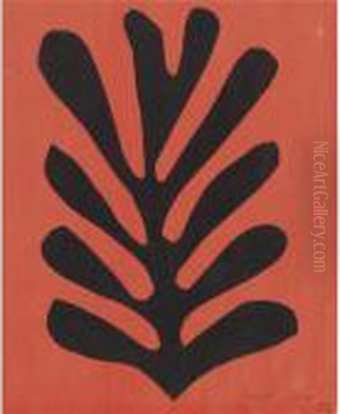 Feuille Noire Sur Fond Rouge - view 1