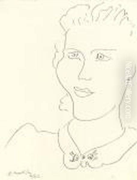 Tete De Femme, Col A Fleurs - view 1