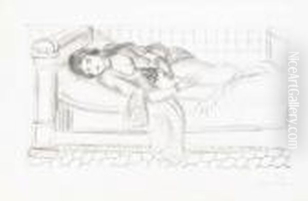 Orientale Sur Lit De Repos, Sol De Carreaux Rouges (d. 513) - view 1