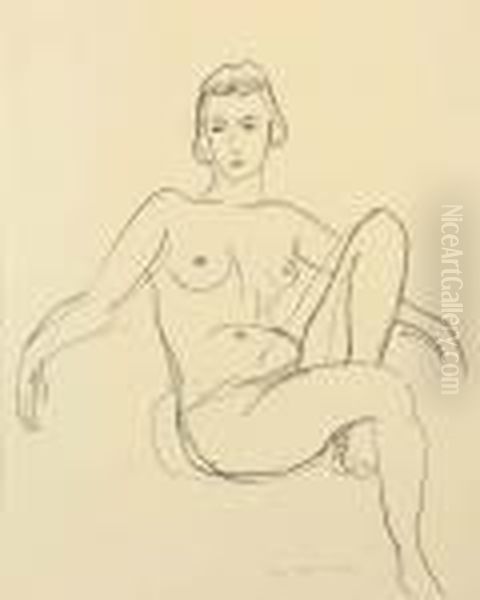 Nu Assis Les Bras Atendus - view 1